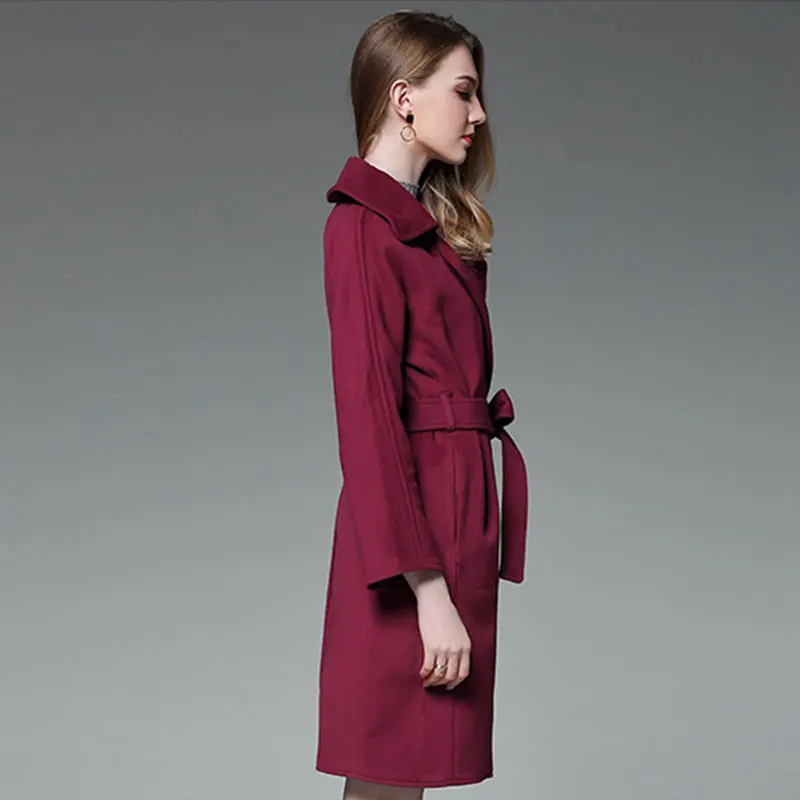 Wool Robe Blend Coat Fashion 