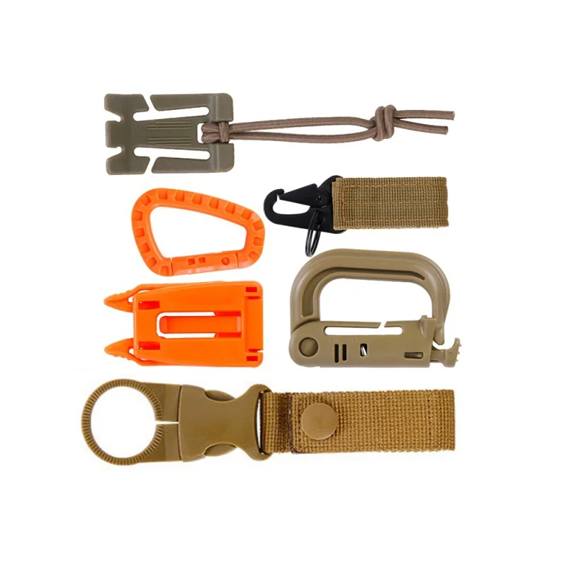 

6 Pcs Camping Outdoor Keychain Combination Combination Tactical Backpack Useful Outdoor Utility Gadget