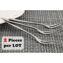 2pcs/Lot Party Cafeteria Stainless Steel Bidentate Fruit Fork For Olive Cake Dessert Pickle Lobster Cocktail Luncheon Salad Pick