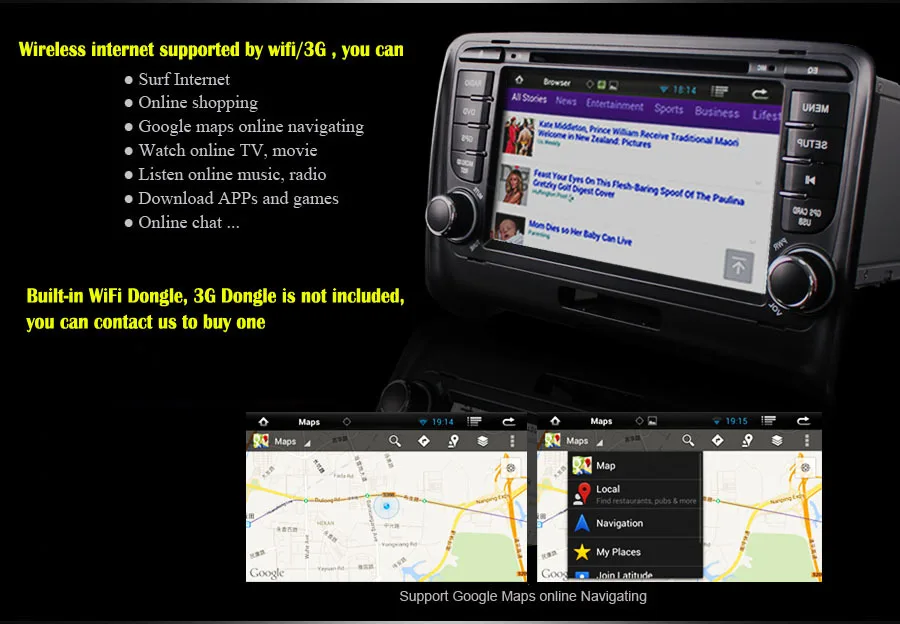 Excellent 1024*600 Auto Car DVD for Audi TT GPS Android 8.1.1 A9 Quad Core 7 Inch 2 Din with Free 8GB GPS Card Retail Package 2017 New 4