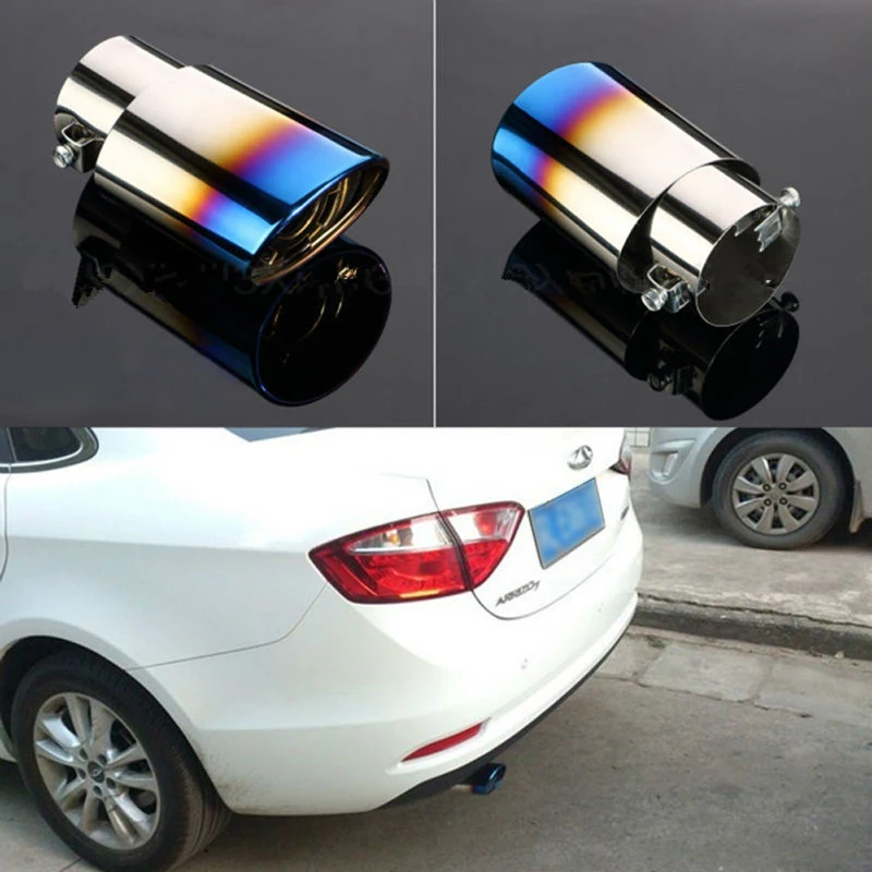 JX-LCLYL Colorful Stainless Steel Car Rear Tail Exhaust Straight Pipe Muffler Tips