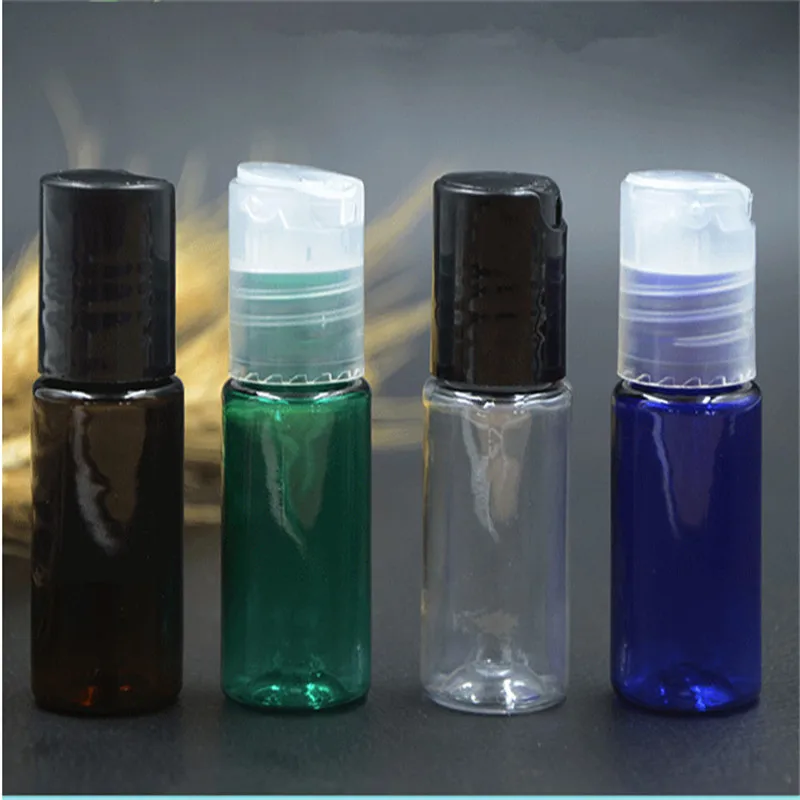 6ps 10ml Plastic Sample Lotion Bottles With Disc Press Cap Refillable