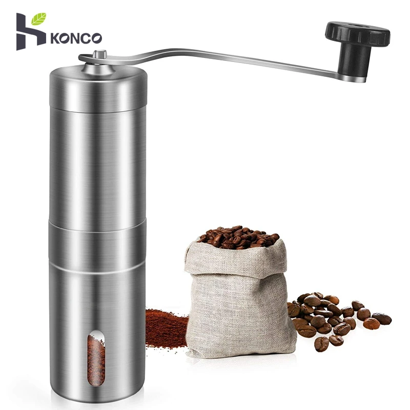 Stainless Steel Ceramic Burr Manual Coffee Grinder Portable Hand Crank Bean Mill Stainless Steel Ceramic Burr Manual Coffee Grinder Portable Hand Crank Bean Mill