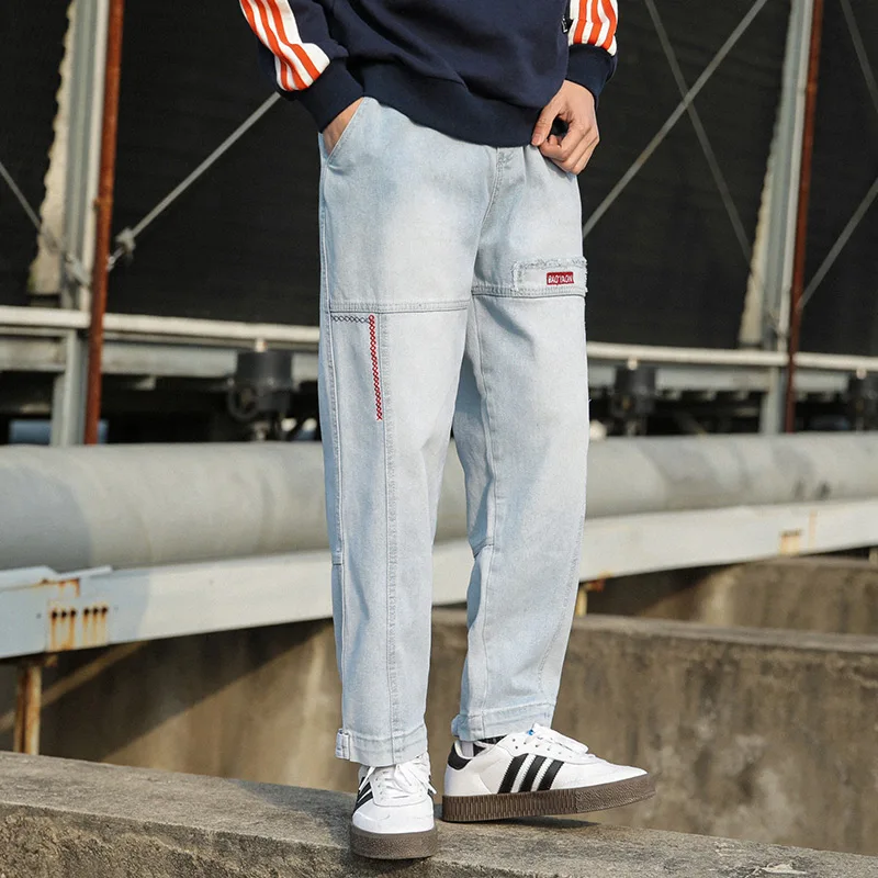 New Arrival Vintage Men Casual Harem Jeans High Street Multi Pockets Cargo Pants Fashion Losse Denim Joggers Mens Trousers 5XL | Мужская