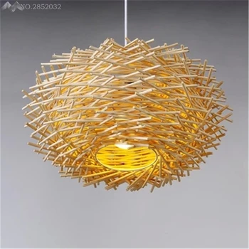 

Hand woven rattan Modern High-quality Led Pendant lights,Creative bird nest Hanging lamps restaurant farmhouse Pendant Lamp Deco