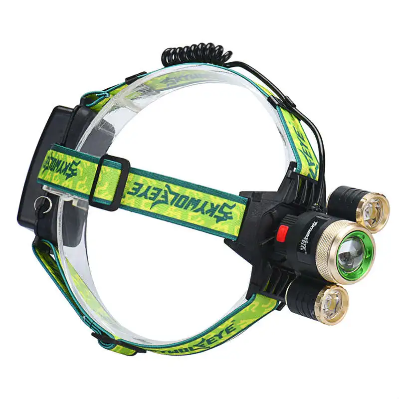 ZOOM 15000Lm Headlamp XM-L 3 x T6 LED Headlight 18650 Light Charger Battery flashlights headlamps lanterna led t6 #4S4 (3)