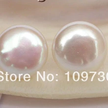 Ry00167 Подлинная белый монета жемчуг Серьги 14KGP застежка Шпильки