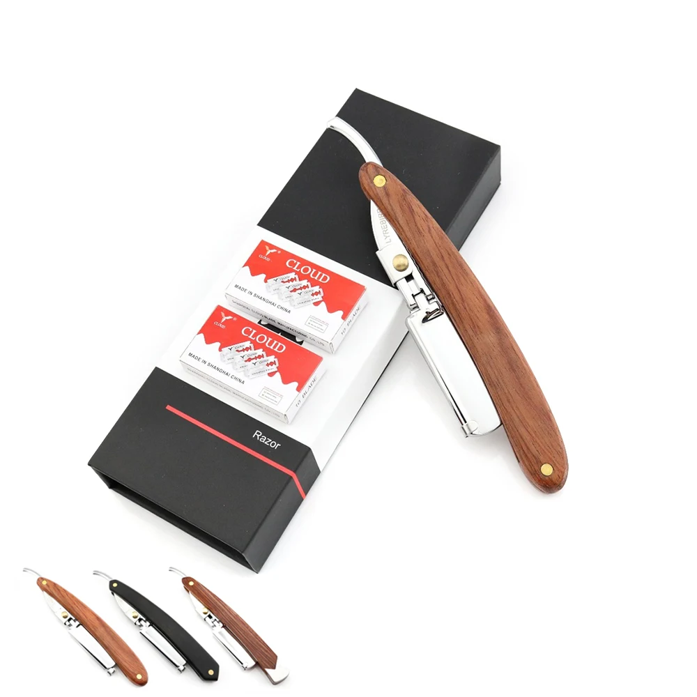 Straight Razor Bright silver Men's Straight Shaving Razor Replaceable blade razor + 20PCS blades