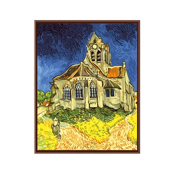 

Frameless pictures Digital oil painting decorative pictures colored drawing painting by numbers 40*50cm Van gogh - red church