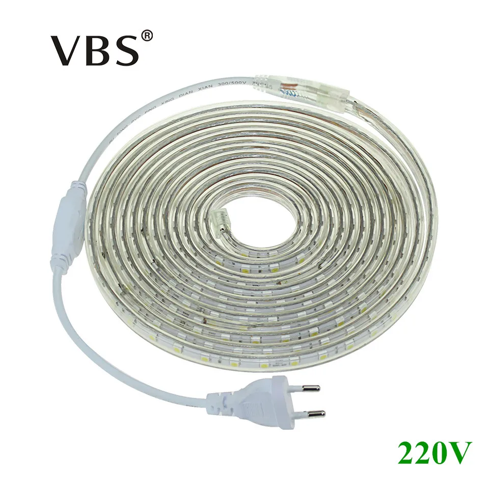 #Best 1Set LED Strip Light 5050 SMD AC220V Waterproof Silicone Tube 1M 2M 3M 4M 5M 6M 7M 8M 9M 10M 15M 20M 60LEDs M + EU Power Plug