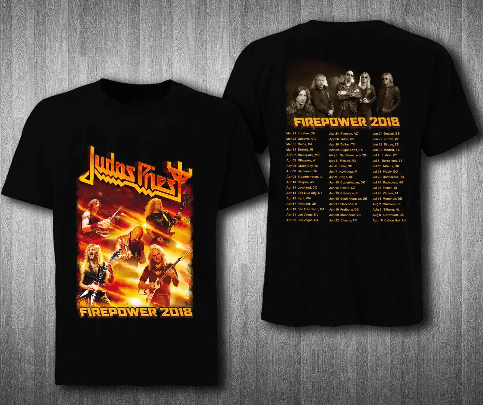 

JUDAS PRIEST T-shirt FIREPOWER TOUR DATES 2018 Size S to 3 XL Print T Shirt Mens Short Sleeve Hot top tee Animal