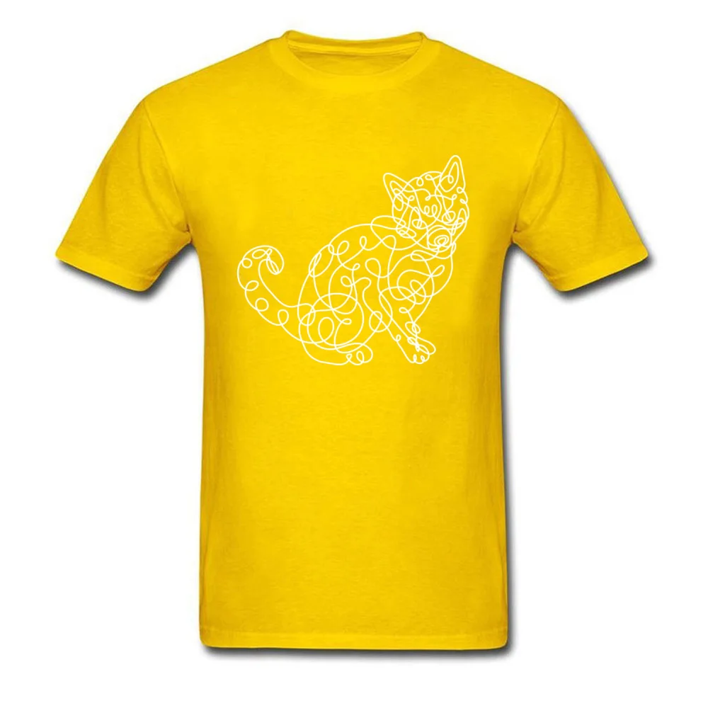  3D Printed Tops Tees High Quality Short Sleeve Man T-shirts TpicOriginaltitle Funny Father Day Tops & Tees Round Neck Cat spontaneous line style yellow