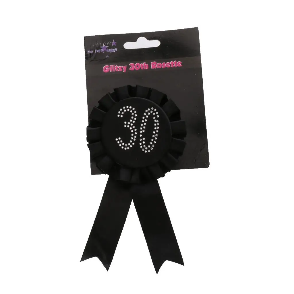 Glitter Award Ribbon Brooch Pin Number 30 Badge Rosette Hen Night Bachelorette Party Accessories