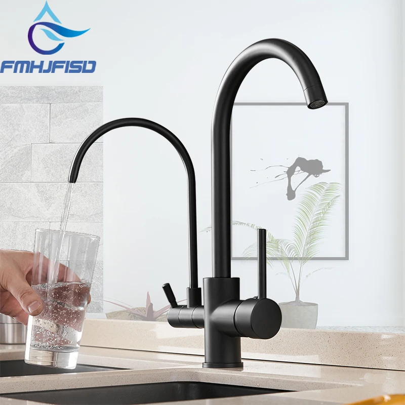 

Filter Kitchen Faucets 360 Rotation Purification Features Drinking Water Faucet Mixer Tap Crane Dual Spout Hot and Cold Water