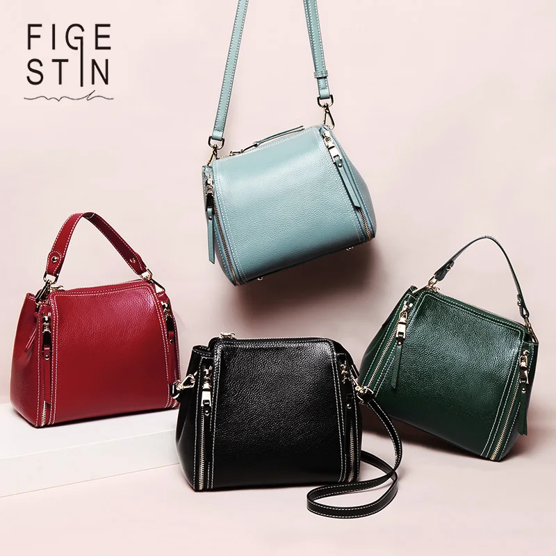 

FIGESTIN Genuine Leather Women Bag Female Bucket Bag Luxury Women Leather Handbags Women Messenger Bags For Women 2017 Clutch