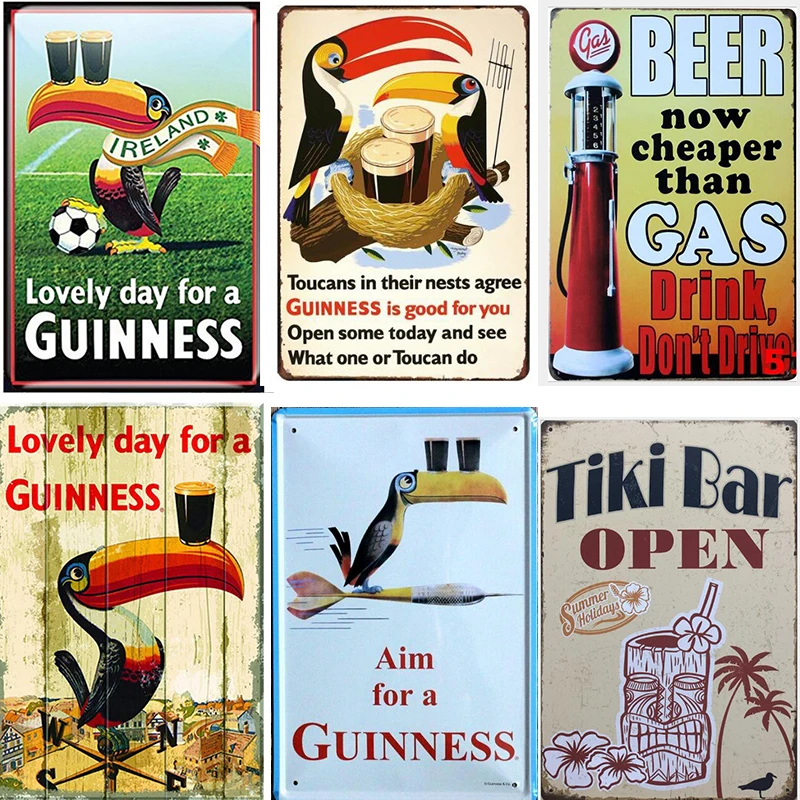 Lovely Day For A Guinness Metal Sign Plaque Man Cave Beer Retro Garage Pub Bar