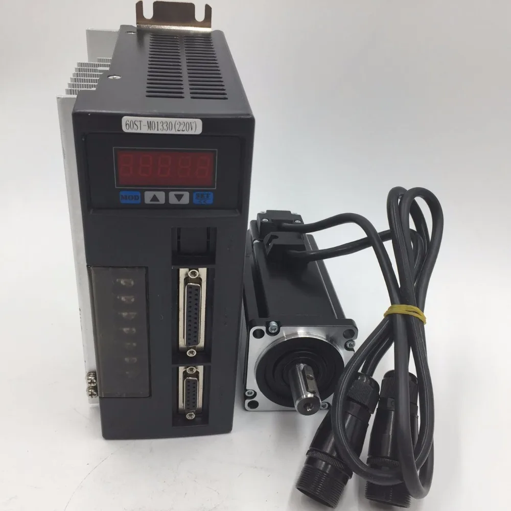400 Вт CNC AC Серводвигатель + Драйвер комплект 60ST M01330 1.26Nm 220vAC 3000r/мин NEMA24 60 мм для
