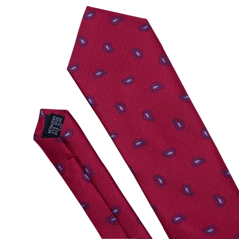Барри. Ван 2018 Новое поступление галстук красный галстук с ярким узором Для мужчин 8,5 см галстук, носовой платок, Запонки Набор для Свадебная