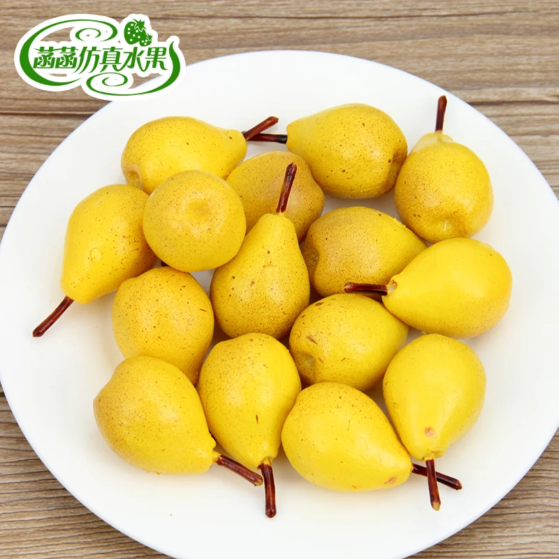 

High artificial small pears model pvc false fruit props toy kitchen cabinet furniture decoration