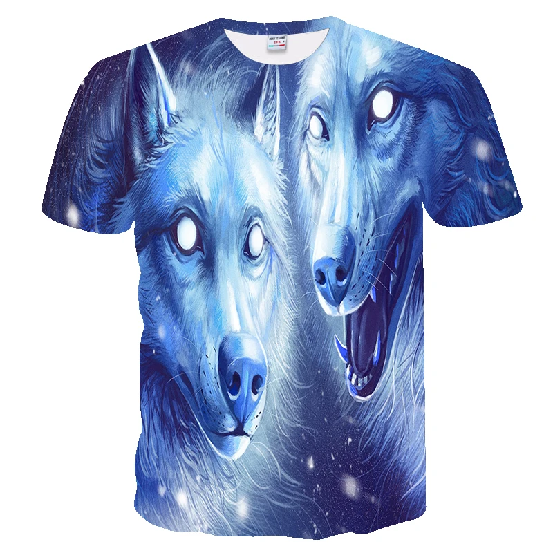 BIANYILONG 2018 Flame Wolf Print 3D Series T-Shirt Men's New Top T-Shirt Summer Short Sleeve Animal Pendant