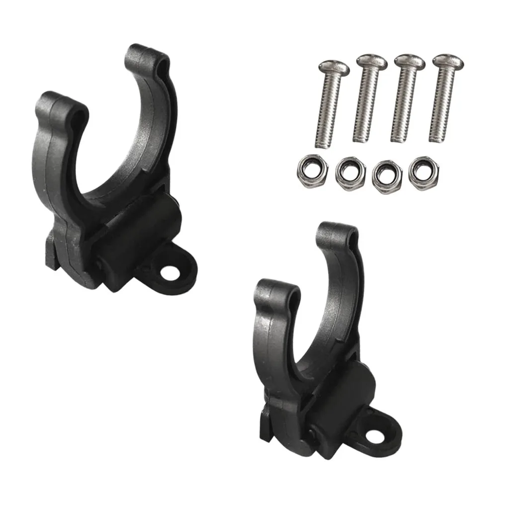 2 Pieces Nylon Kayak Marine Boat Rubber Canoe Paddle Fishing Rod Holder Clip with Screws Vertical Mounted