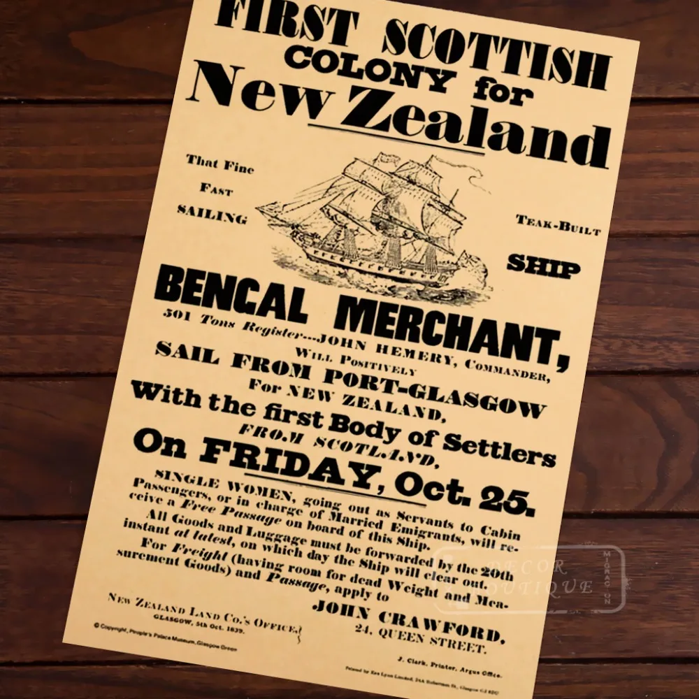 Первый постер в шотландской колонии для новой Zealand NZ News старый винтажный Ретро