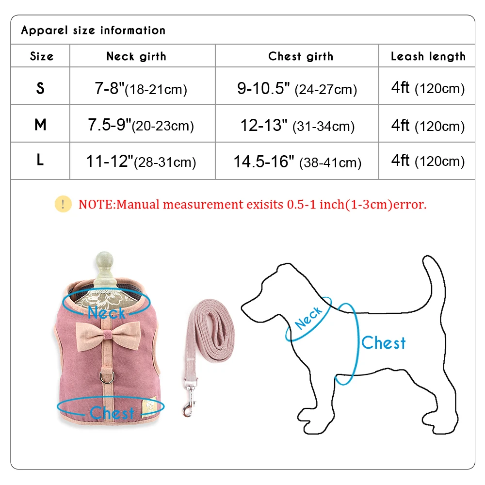 Для маленьких щенков, кошек, собак, жилет с милым бантом, сетка для домашних животных, поводок, набор, регулируемый для маленьких средних собак, кошек, чихуахуа, розовый
