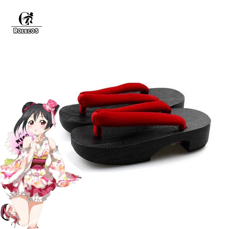 

ROLECOS Anime Love Live Cosplay Shoes Japanese Geta Shoes Honoka Kotori Umi Eli Nozomi Maki Rin Hanayo Nico Cosplay Kimono Geta