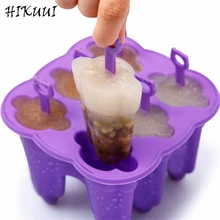 6 Cell Силиконовые мороженое плесень сок форма для мороженого для детей Pop пресс-форм на палочке кухонный инвентарь коврик+ 6 PP палочки