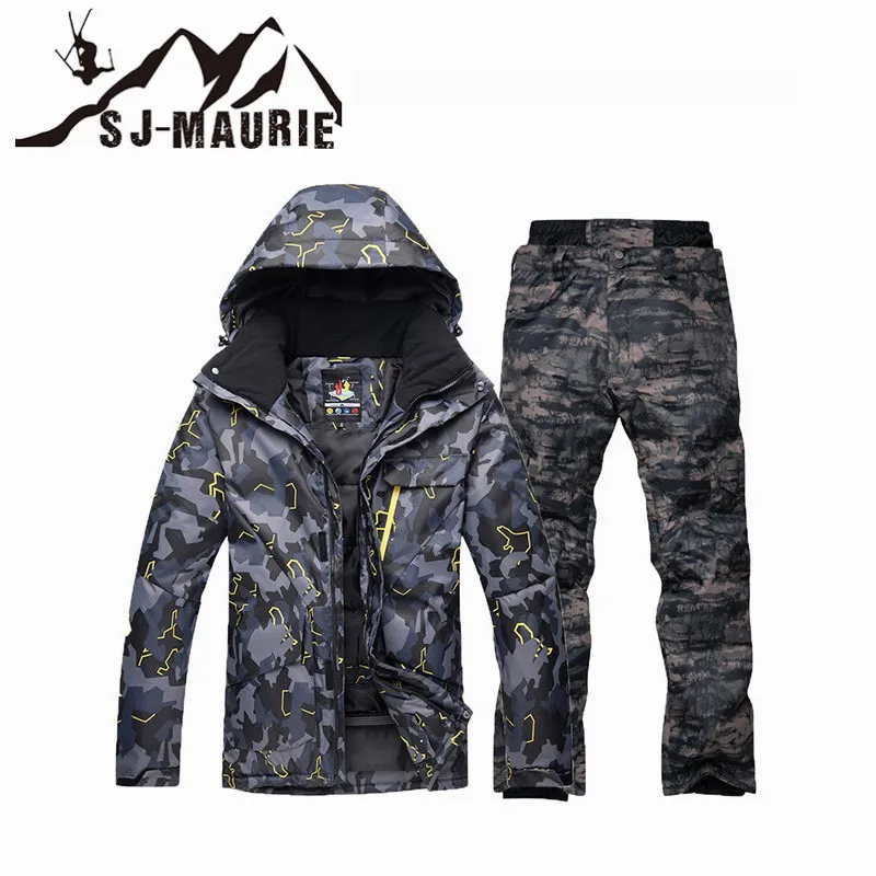 

SJ-Maurie Men Winter Ski Suit Jacket Pants Camouflage Jacket Snowboard Snow Suit Set Waterproof Windproof Warm Jacket Coat