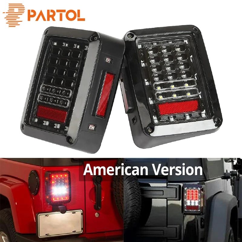 

Partol Integrated LED Tail Lights With Brake Turn Signal Reverse Backup Light For Jeep Wrangler JK 2007-2017 American Version