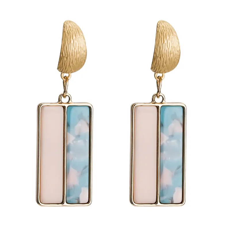 

Antique Square Resin Stone Pendant Drop Earrings Gold Color Crescent Moon Metal Dangle Earrings Vintage Women Jewelry 2019 New