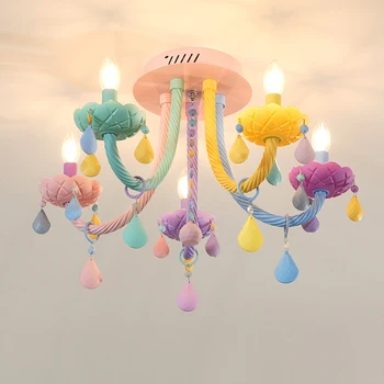 

Coloured Crystal Ceiling Lamp Children Bedroom Color Ceiling Light American Style Home Lighting Living Room Modern Ceiling Light
