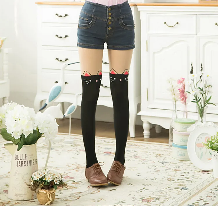 Child Tights Fashion Photography Props Cute Cartoon Design Pantyhose Kitten Tattoo Dance Tights Girls Princess Cartoon Pantyhose