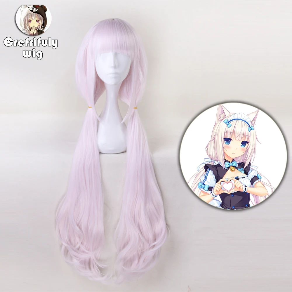NEKOPARA Chocolat Vanilla Full Wig Pink Brown Cosplay Long Ponytail Hair Wig