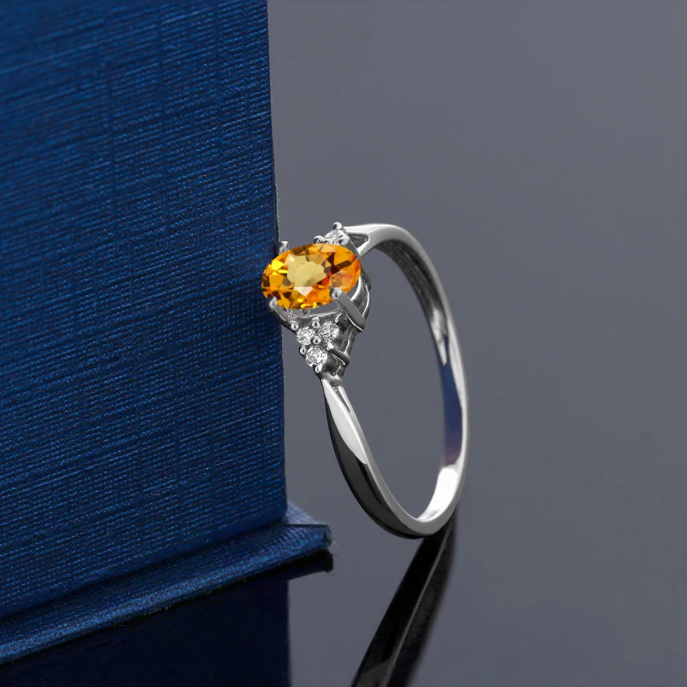 GemStoneKing 0 55 Ct ОВАЛЬНЫЙ натуральный желтый сапфир и бриллиантовое кольцо 14K белое