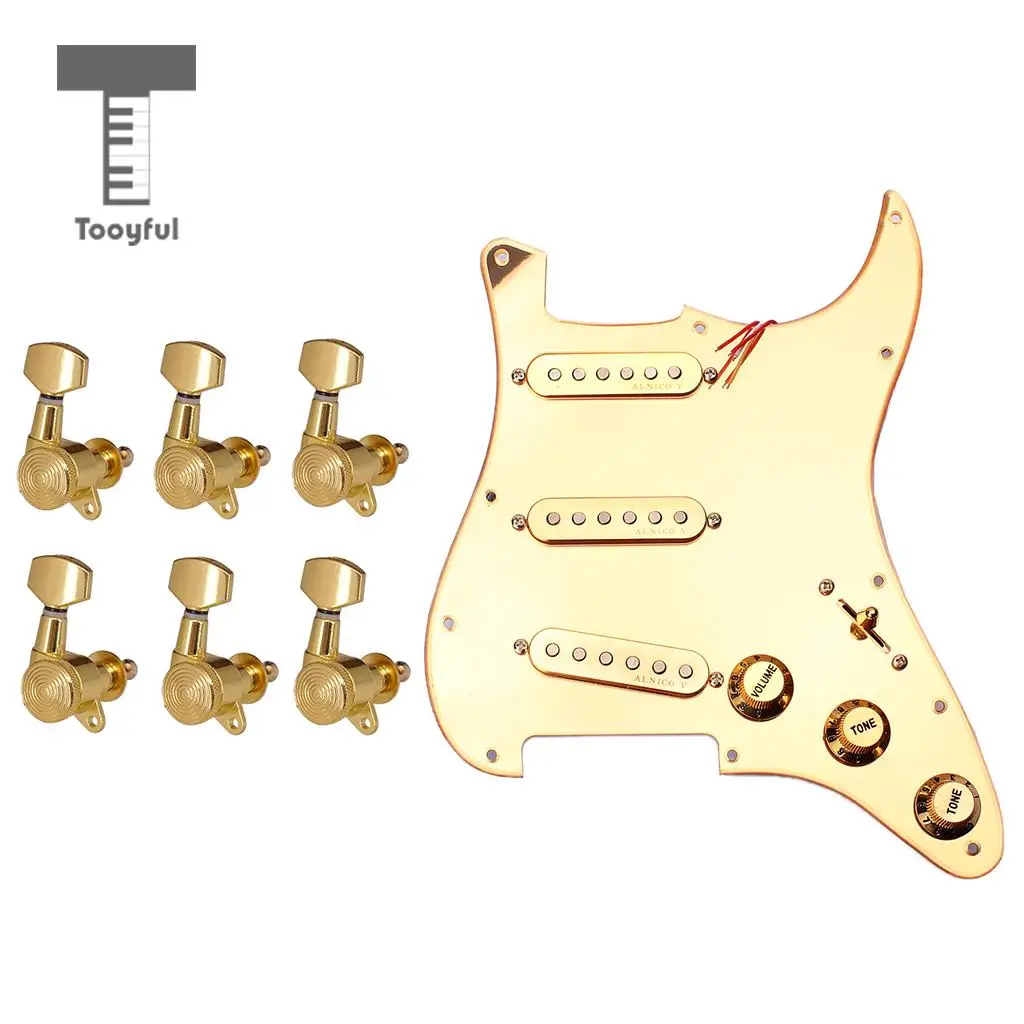 Mirror Surface Prewired SSS Pickguard Pickups+6R Sealed Gear Tuning Pegs Tuners Machine Heads for Strat ST Electric Guitar