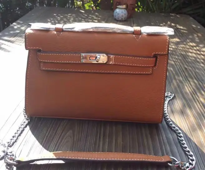 Женская сумка из натуральной кожи, Женская мини-сумка, известный дизайнер, сумки на цепочке, сумка через плечо, высокое качество - Цвет: Brown