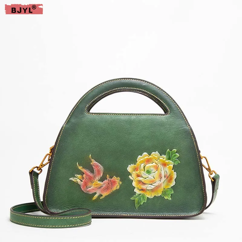 BJYL new cowhide leather Women handbag retro flowers embossed suede shoulder bags genuine leather ladies female Messenger bag BJYL new cowhide leather Women handbag retro flowers embossed suede shoulder bags genuine leather ladies female Messenger bag