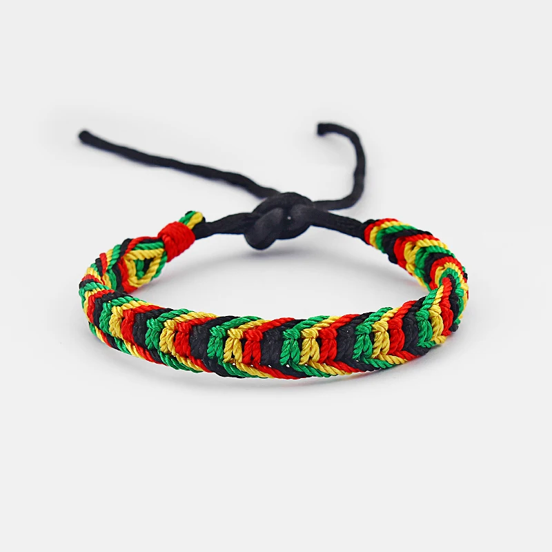 1pcs Rasta Friendship Bracelet Wristband Cotton Silk Reggae Jamaica Surfer Boho Adjustable Jewellery - Image 2