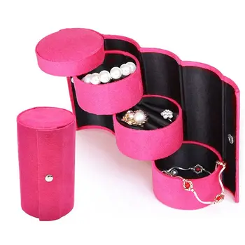 

Cylinder Jewelry Box Flannel Three-layer Jewelry Organizer 360-Degree Rotating Jewellery Storage Box Trapezoidal Jewellery Boxes