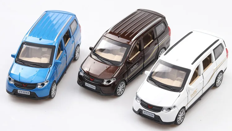 

Wuling van die-casting model car, metal mini van, children's toy gift box and function