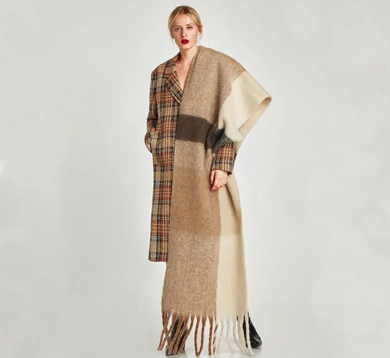 

New Autumn and Winter Scarf Thick Checker Cashmere Scarf Long Cashmere Shawl Super Long Cashmere Shawl 68063