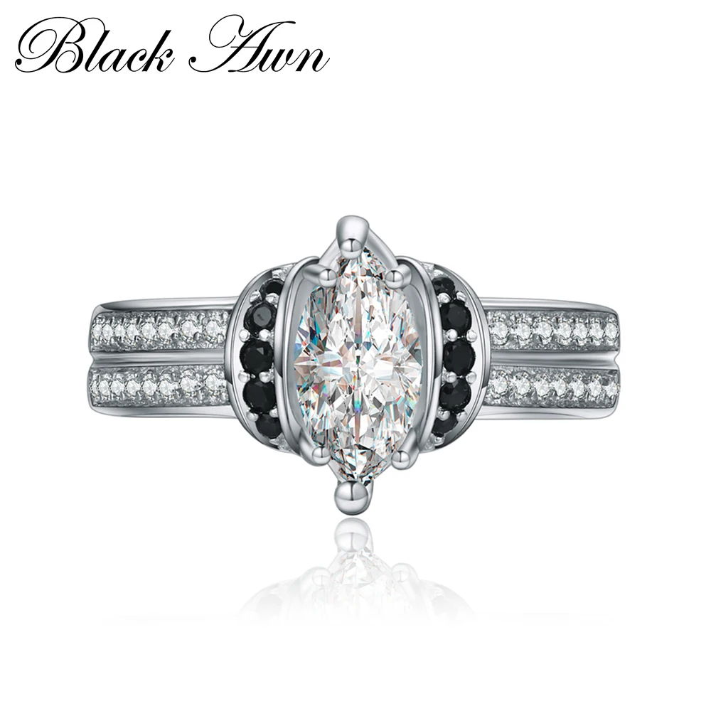 

[BLACK AWN] 925 Sterling Silver Jewelry Engagement Ring Wedding Rings for Women Femme Bijoux Bague Size 6 7 8 C054
