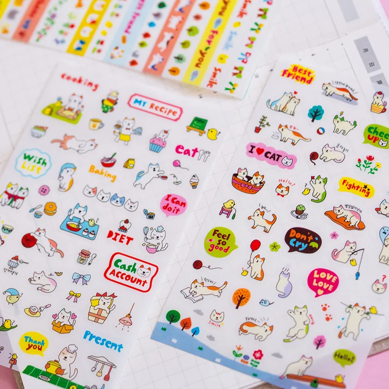 

6 pcs/lot Creative Cute Cat PVC Sticker for DIY Scrapbook Diary Phone Stickers Products Design Poster Kawaii Stationery
