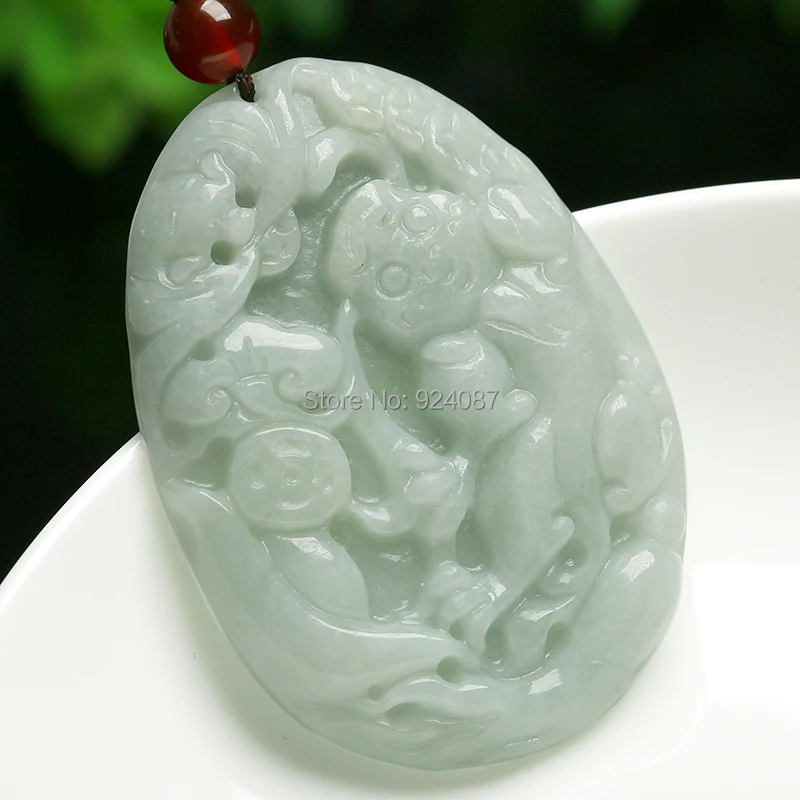 A jadeite jade Ruyi Pendant with genuine brave blessing in front of Burma natural jade jade