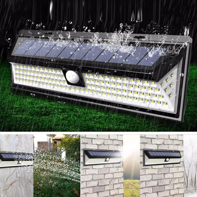 Sensor de Movimento da Lâmpada Solar à Prova Água ao ar Parede sem Fio Luz do Jardim Solar Dwaterproof Livre Iluminação Decoração Luzes Rua Lâmpada 90 – 118 Led