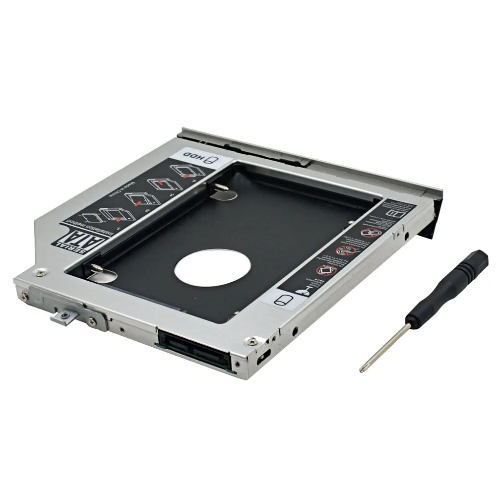 High Quality 2nd HDD Caddy 9.5MM SATA III Dual LED Hasp for 2.5" SSD