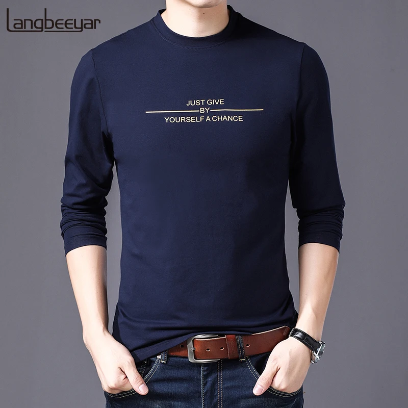 High Quality 2023 New Fashion Brand T Shirt Men Korean Print Trends Streetwear Tops One Piece Long Sleeve T-Shirt Mens Clothing