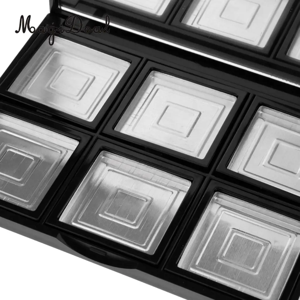 6 Grids Cosmetic Empty Palette with Pans Box Eyeshadow Powder Blusher Lipstick Makeup Case Highlighters Container Mirror Inside